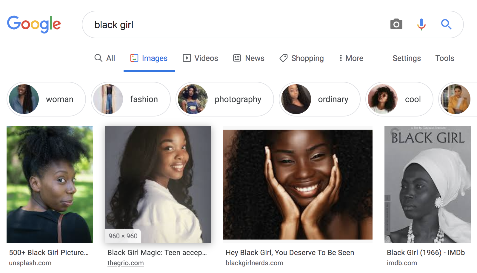 Google Image search for string "black girl"